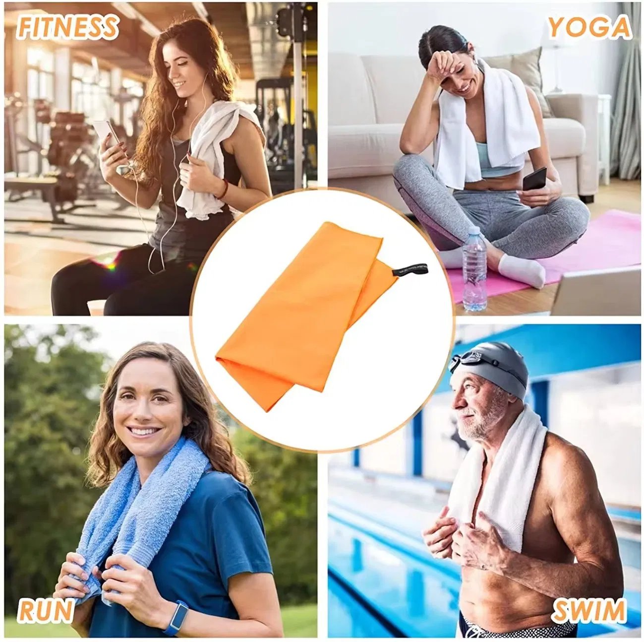 Fast-Drying Portable Microfiber Gym Towel with Mesh Bag Quick Dry Sport Towe