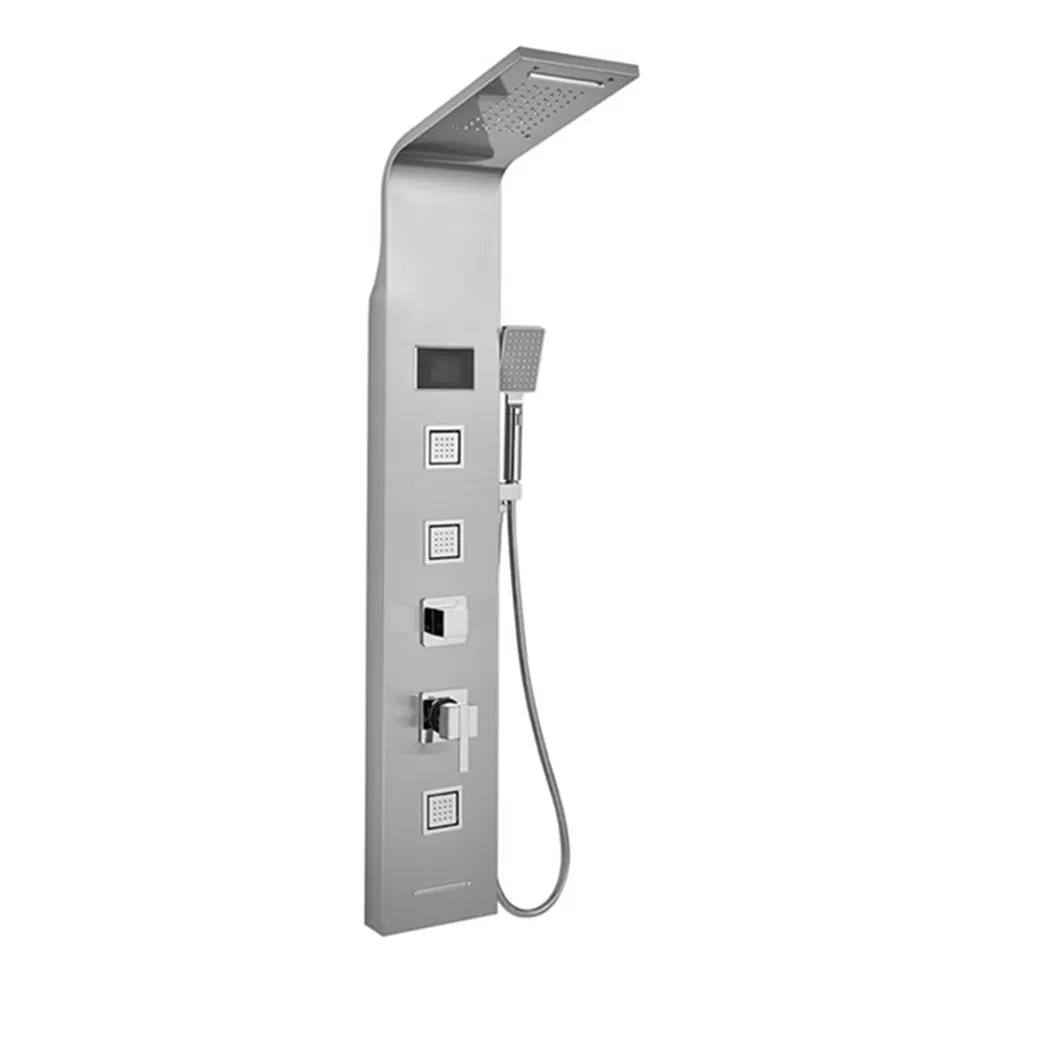 Luxury Stainless Steel Shower Panel with Waterfall and Rain Shower Features