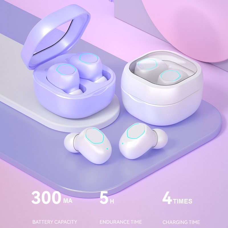 Беспроводные наушники M21 TWS Bluetooth 5.2, фиолетовые