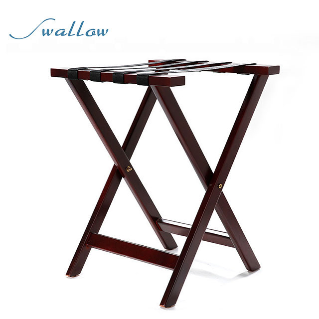 China Swallow Pinewood Foldable Luggage Storage Hotel Wooden Luggage Rack