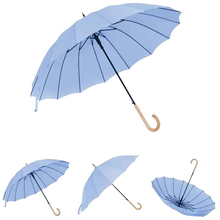New Design Business Advertising UV Windproof Manual Wooden Handle Golf Straight Umbrella