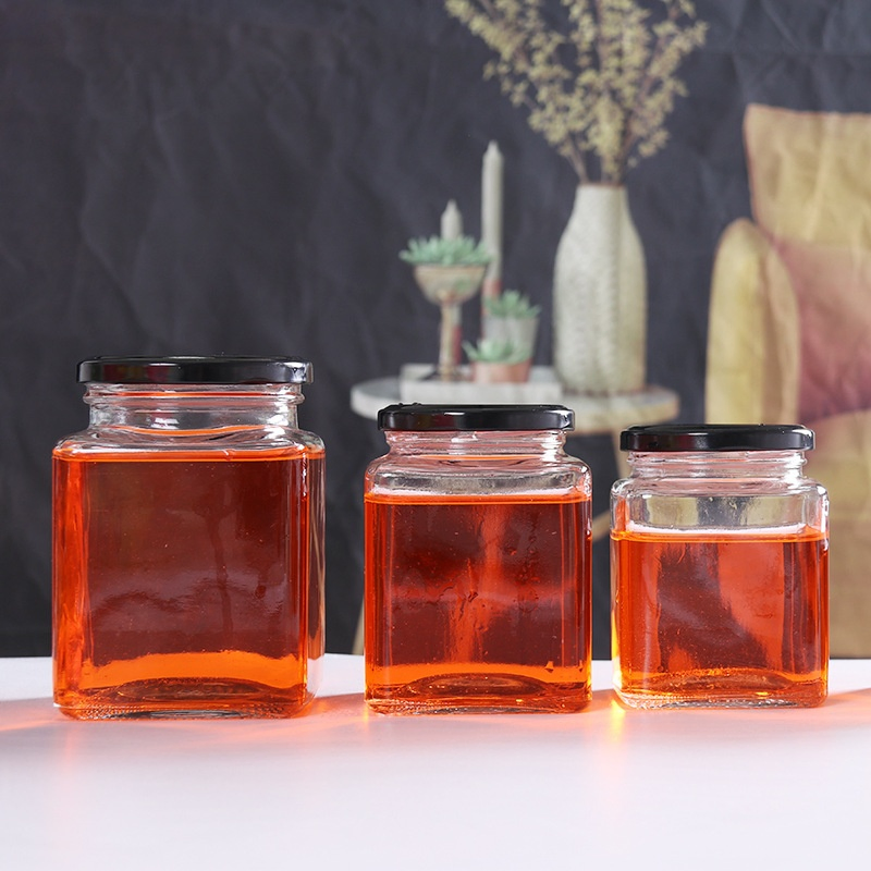 Cheap Square Glass Jam Jar 50ml Clear Square Glass Honey Jar with Metal Lid Hot Sale Glass Honey Jar Empty Mason Jar Factory Direct Sale