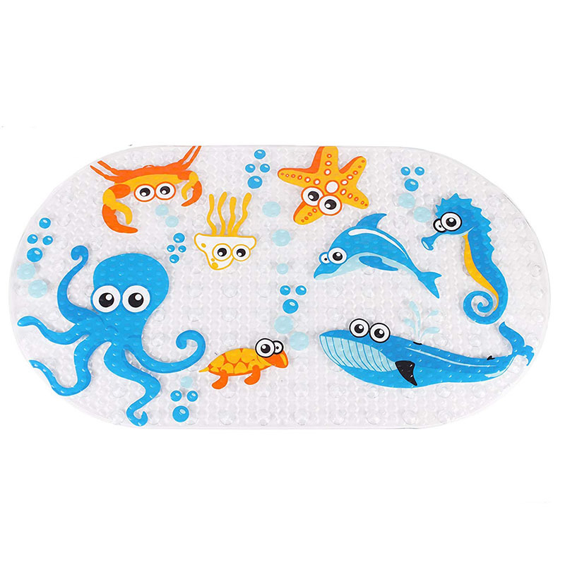 PVC Cartoon Bathroom Anti-Slip Mat with Suction Cups Non-Slip Shower Bathmat