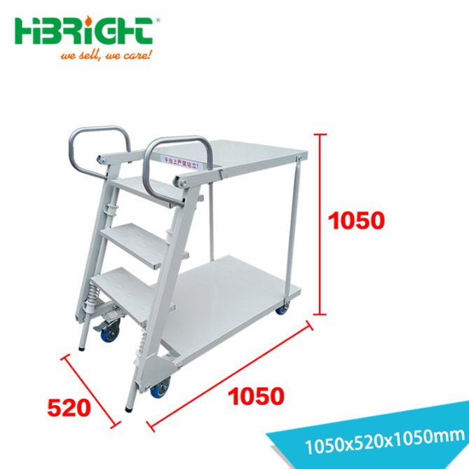 Movable Foldable Warehouse Step Ladder Trolley with Wheels