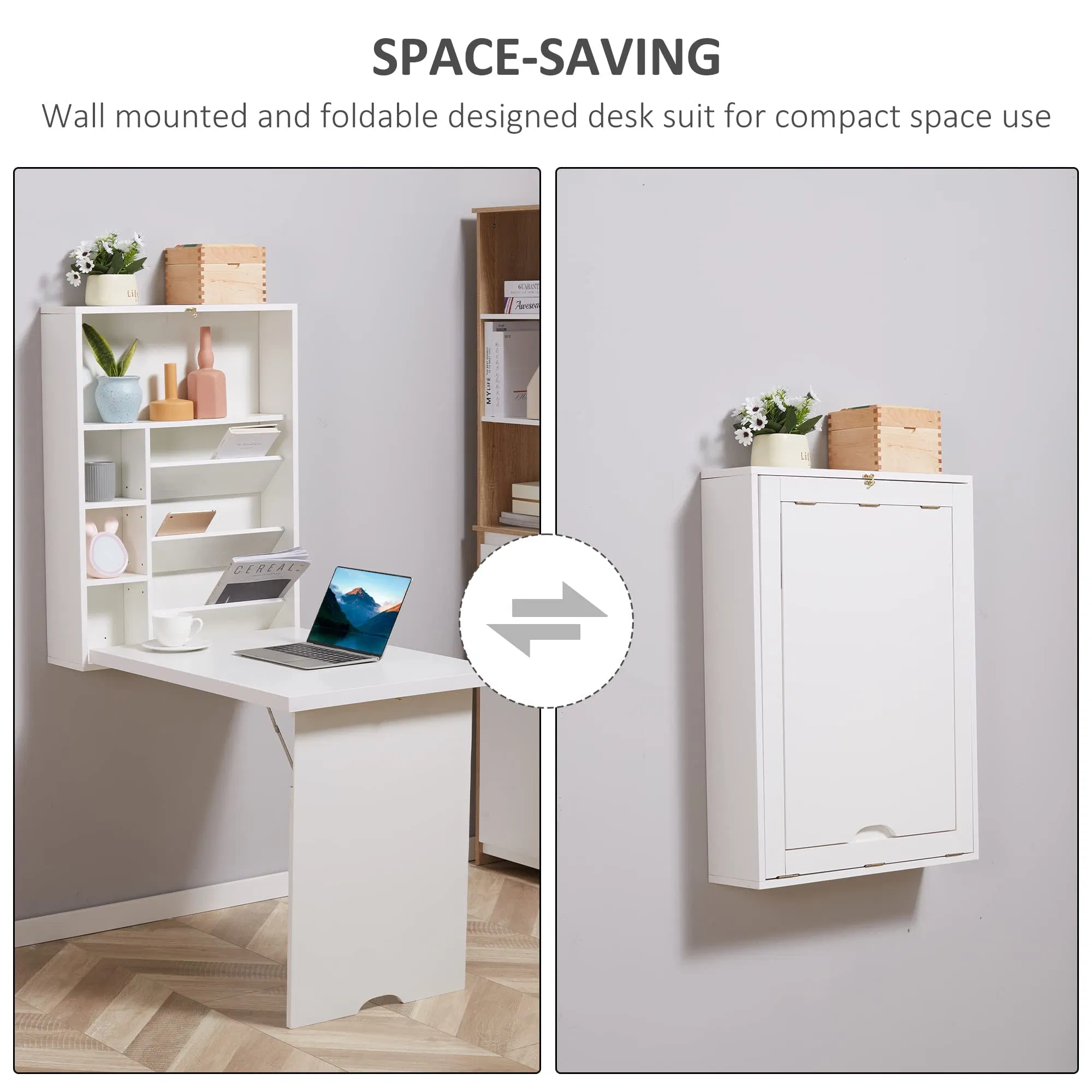 Compact Wall Mounted Convertible Desk Storage White Baby Changing Station
