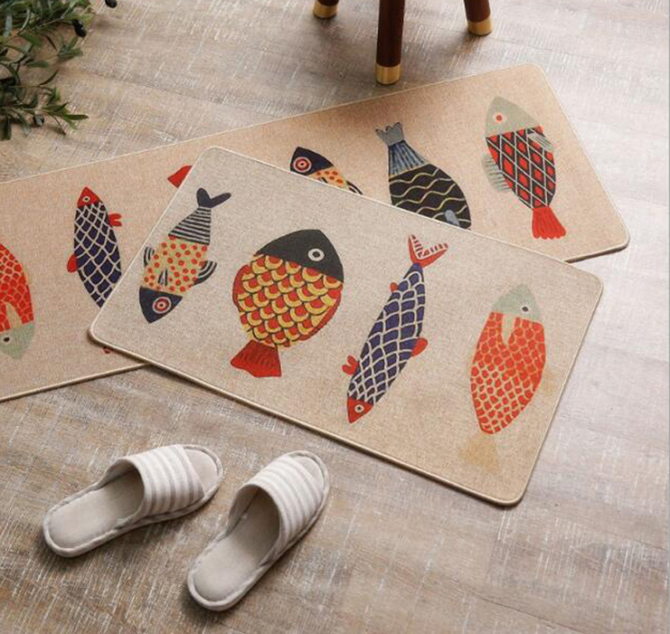 High Quality Linen Non-Slip Kitchen Floor Mat Rubber Carpet Home Door Mat