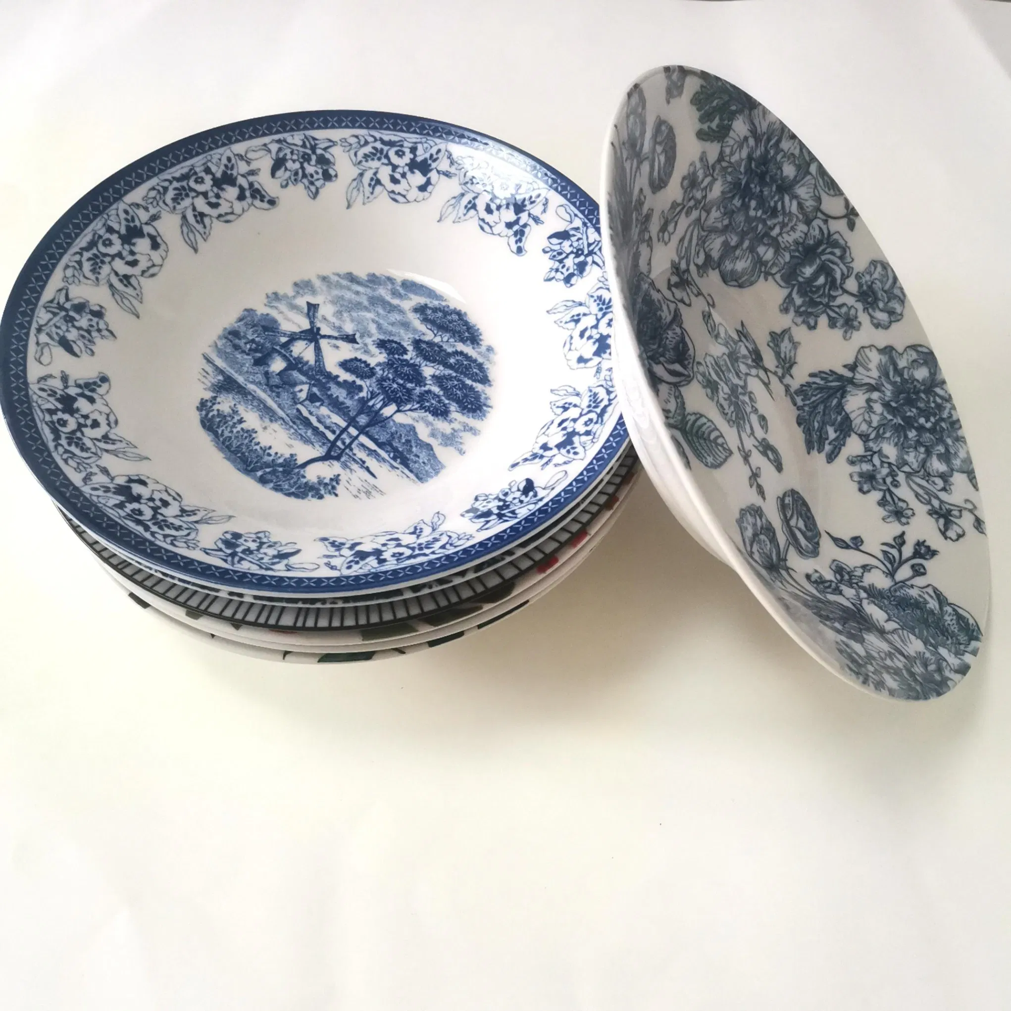 9"Soup Plate Stamp Decal Porcelain Ceramics Tableware