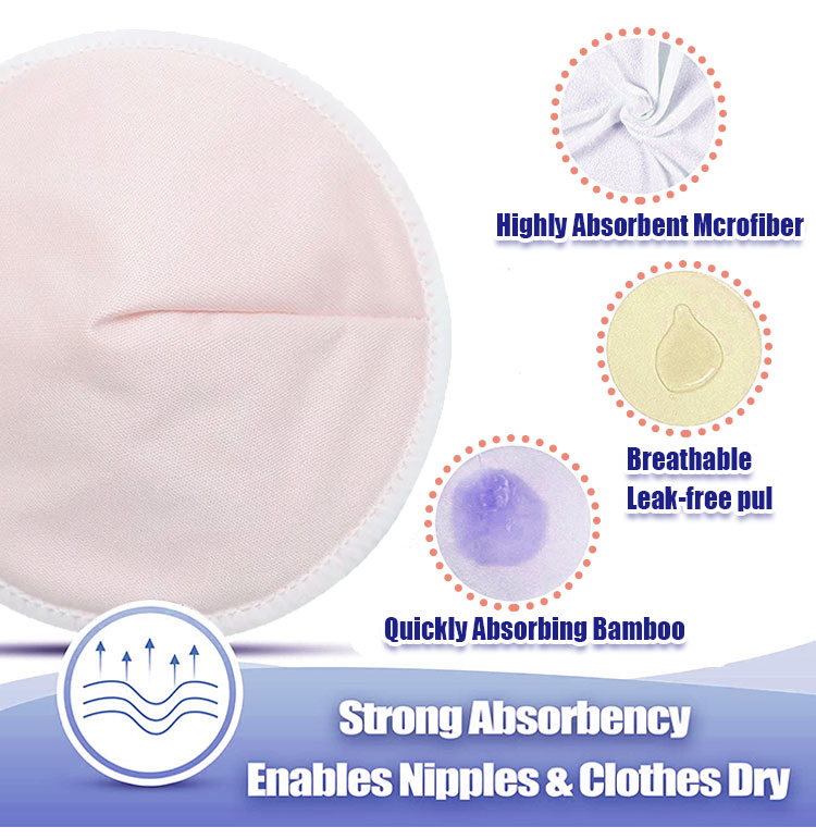 Factory Direct Wholesale Organic Bamboo Washable Nursing Care Breast Pads Reusable Breast Nursing Pads