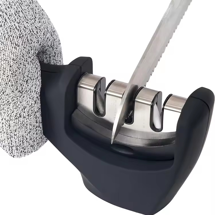 Kitchen 3/4-Segment Knife Sharpener Household Multi-Functional Hand-Held 3/4-Purpose Black Sharpening Stone Knife Sharpener Sharpening Tool