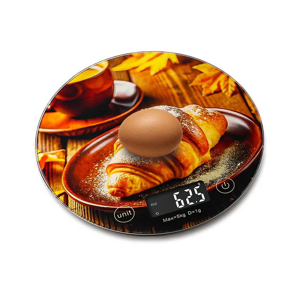 Кухонные весы 5кг круглые с узором