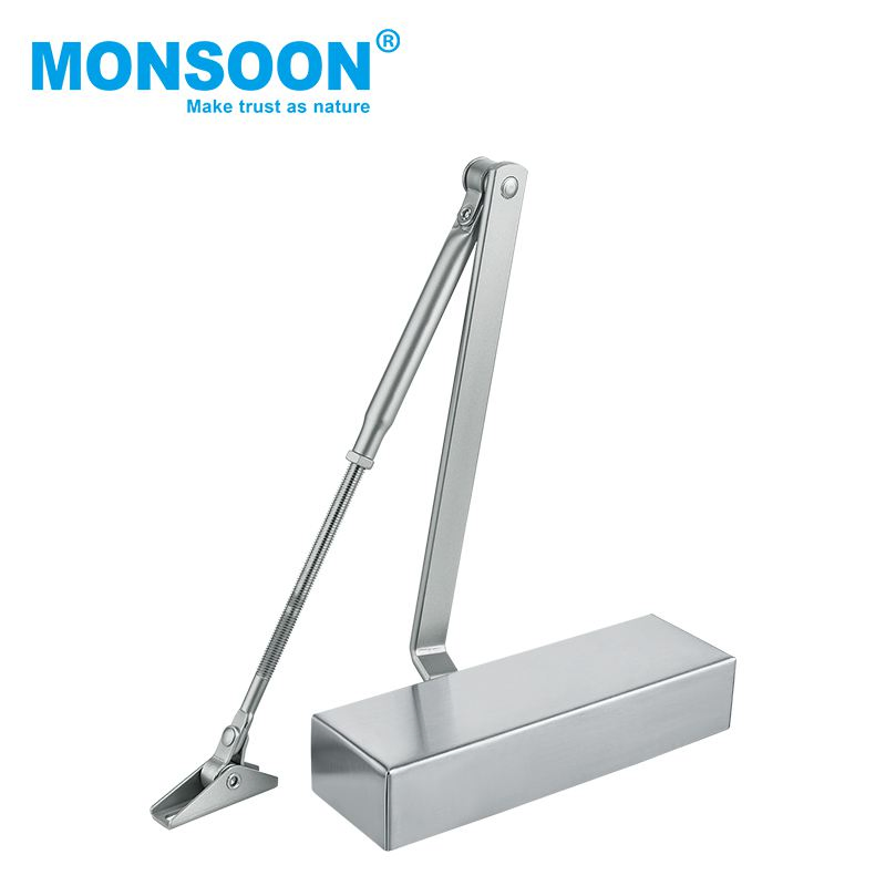 Commercial Stainless Steel Door Closer Hydraulic Steel Spring Loaded Top Mounted Sliver Automatic Soft Close Door Closer