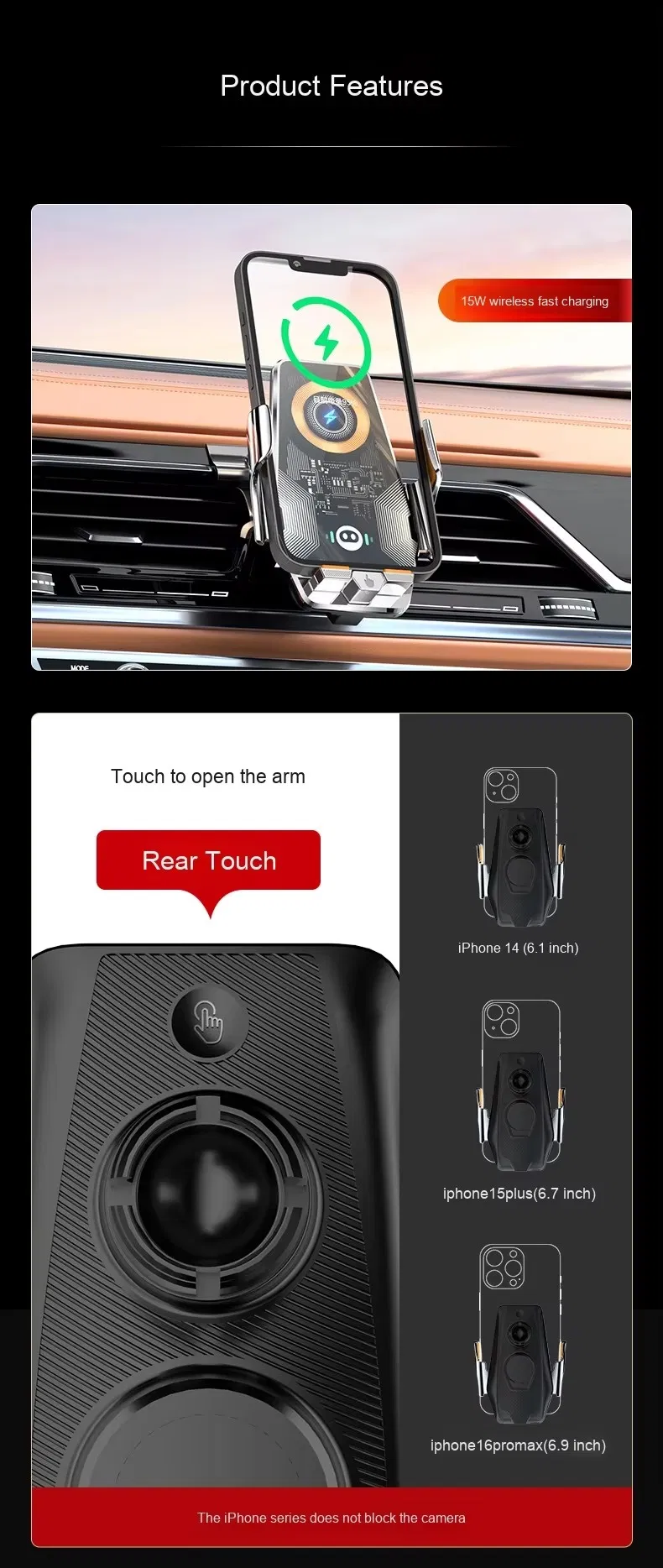 Car Wireless Charger Mobile Phone Holder Induction Lock Car Navigation Car Holder