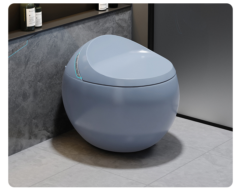 Luxury Floor Mounted Egg Shaped Toilet Bowl Tankless Intelligent Smart Toilet Bidet Multi-Color Blue
