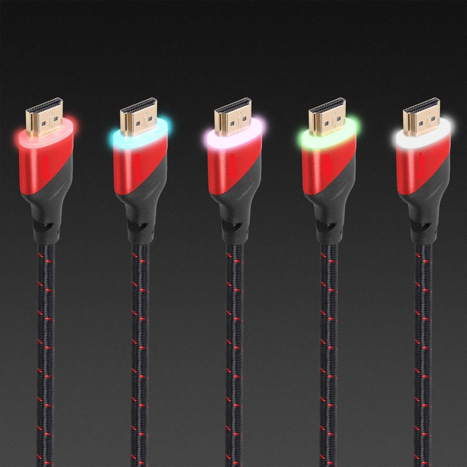 Ultra High Speed 1m 2m 3m 5m 8m 10m 15m HDMI Cable 8K 48gbps 3D Gold Plated Video HDMI with LED Light