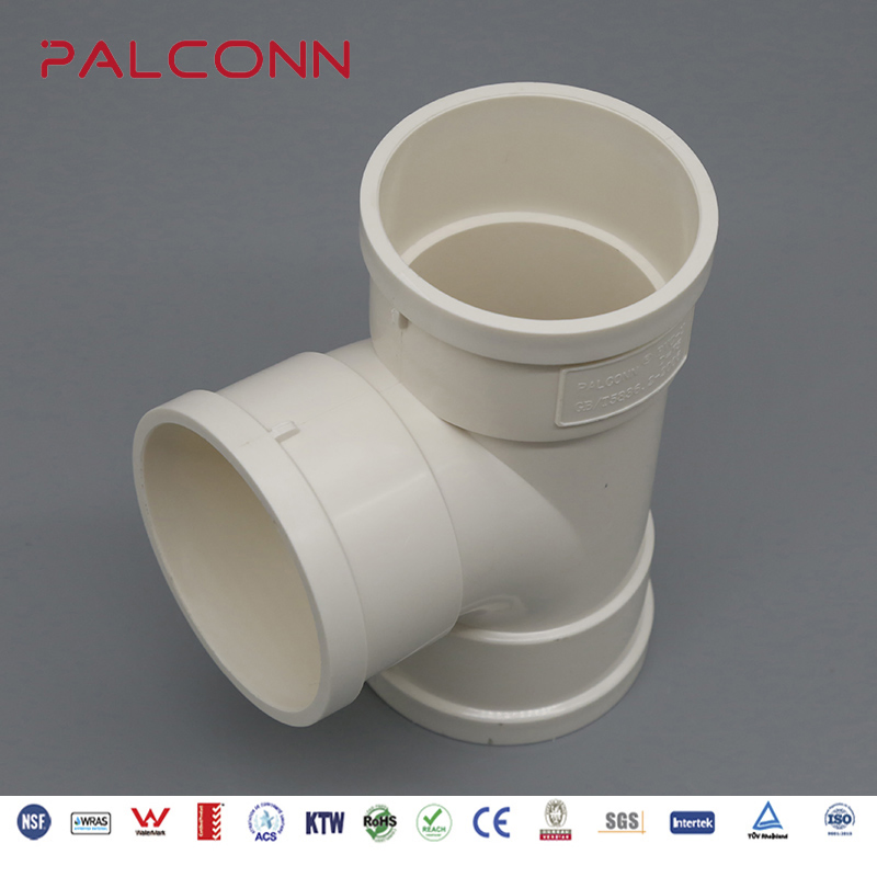 ISO Standard 75mm White Color PVC Equal Tee for Wastewater Drainage