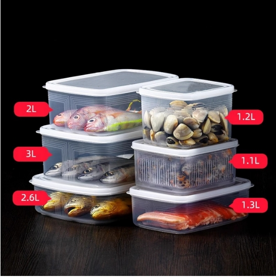 1.1L Stackable Crisper Refrigerator Organizer Bin Transparent Plastic Food Storage Containers