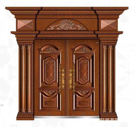 Luxury Double-Open Red Copper Security Door Classic Chinese Style High-End Brass Front Door Design Anti-Theft Stainless Steel