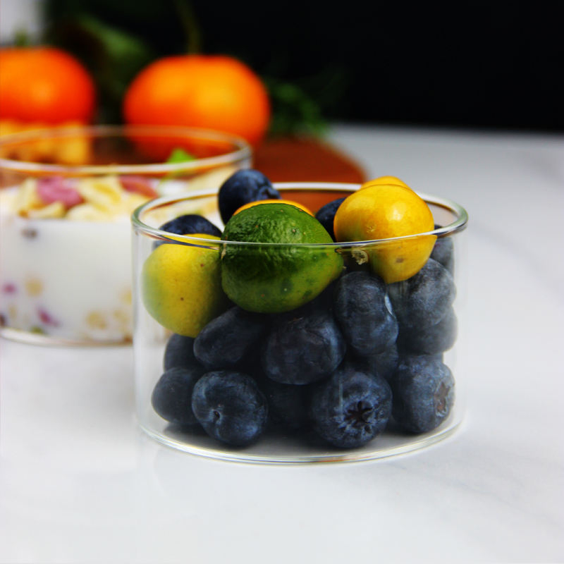 Glass Dessert Bowl Glass Jar for Ice Cream Cylinder Candle Holder