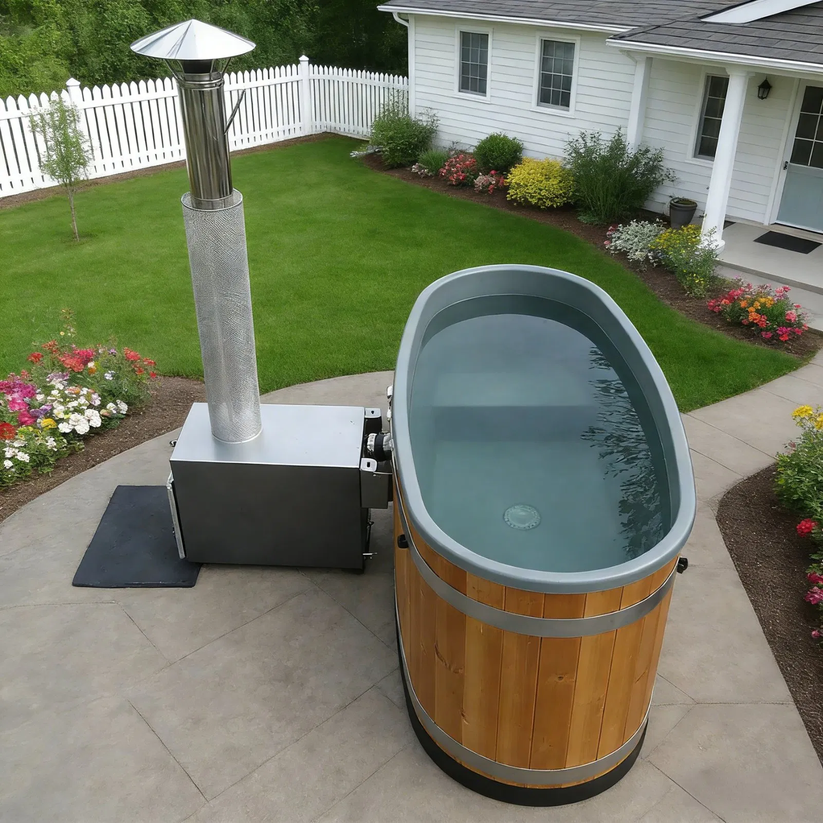 Деревянная джакузи с подогревом и гидромассажем