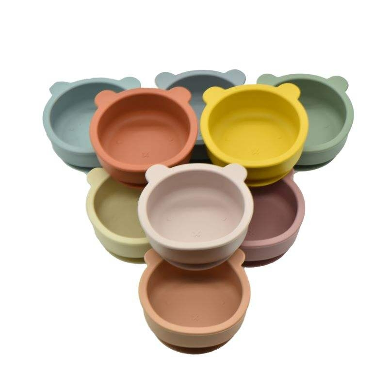 Colorful Silicone Baby Feeding Bowl in Cute Bear Shape