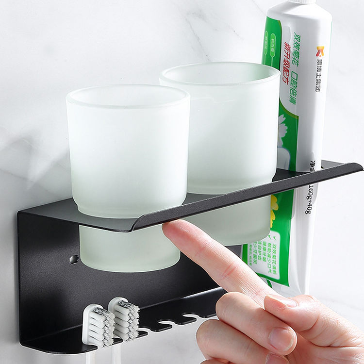 Bathroom Storage Organizer Aluminum Toothbrush and Toothpaste Holder Cup
