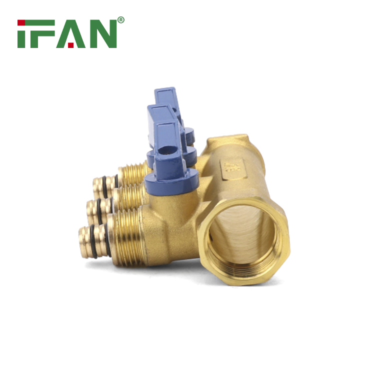 Ifan Fress Sample Factory DIN 16833 Manifold Floor Heating 2-5 Hole Straight Pex Pipe Manifold OEM Brass Manifold