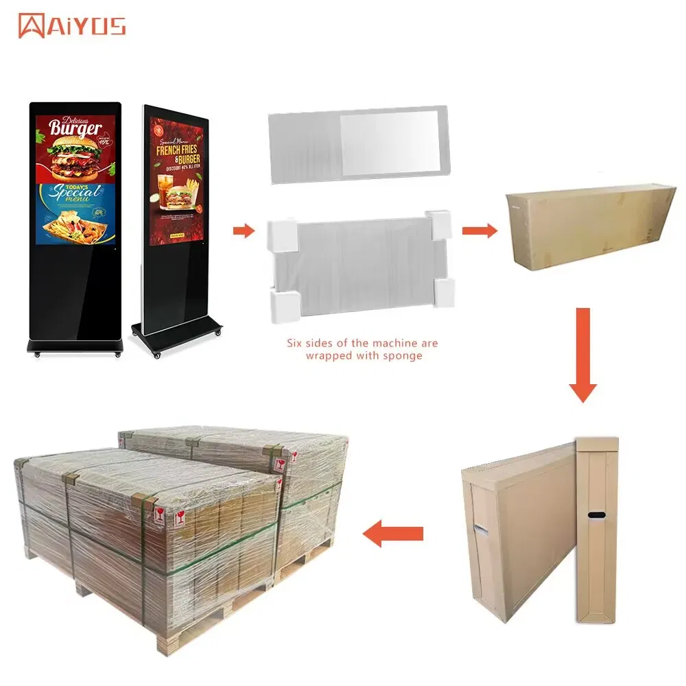 43 49 50 55 65 Inch Commercial LCD Floor Stand Smart Totem Kiosk Interactive Touch Screen Digital Signage Advertising Equipment