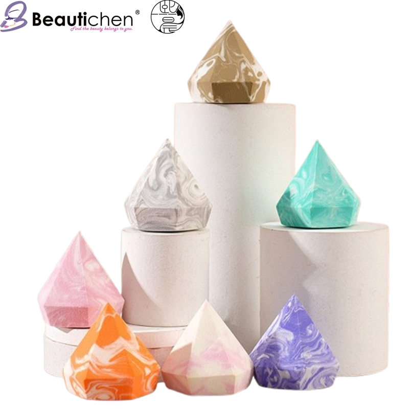 Beautichen 3D Diamond Design Makeup Sponge - Marble Pattern Dry/Wet Cosmetic Sponge, Water Activated Expanding Non-Absorbent Textured Puff (Hot Item)