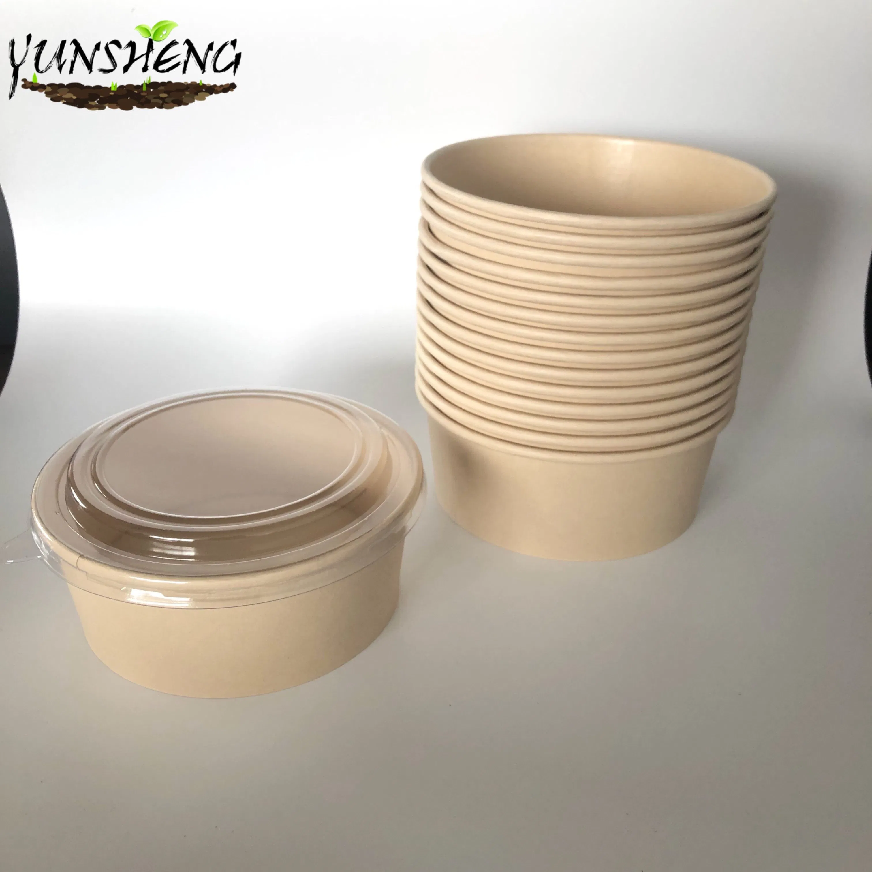 500ml, 1000ml 1300ml Kraft Salad Bowls with Lid Sustainable Takeaway Packaging