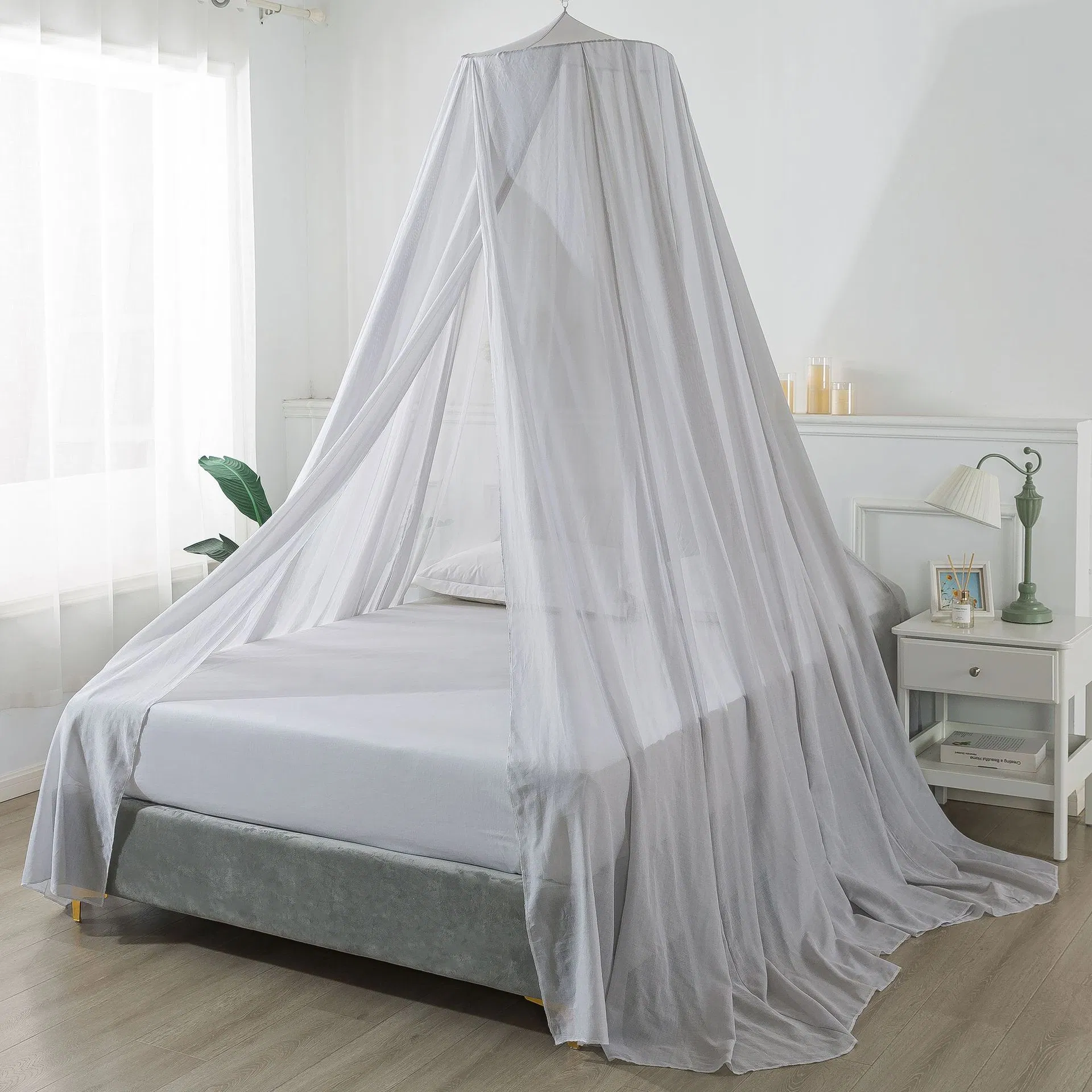 Silver Cotton Emf/RF Shielding Circular Mosquito Net Bed Canopy