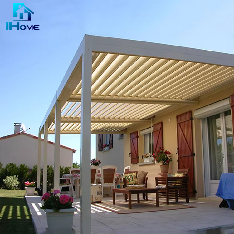 Garden Gazebo Aluminum Louvre Awning Electric Opening Patio Louver Roof Smart Pergola