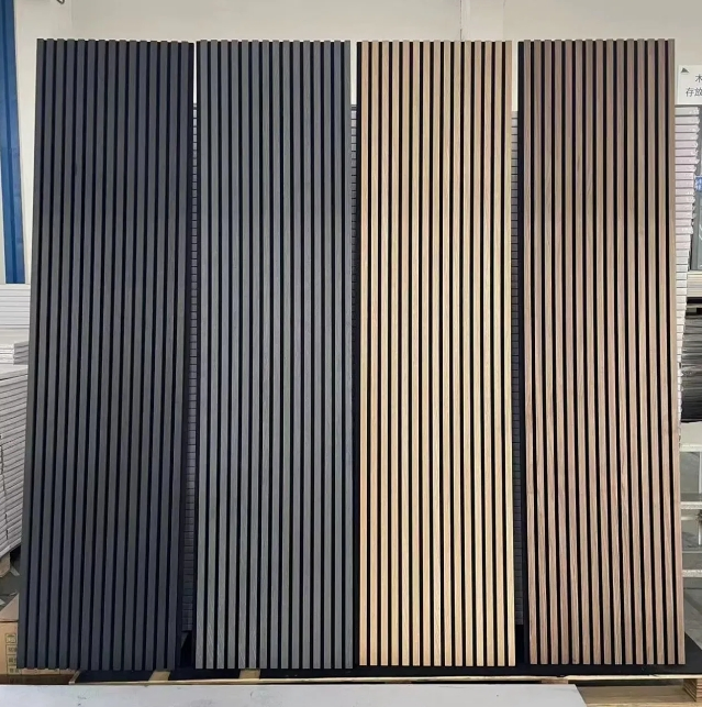 Eco Friendly Light Natural Acoustic Slat MDF PVC WPC Board Wooden Veneer 3D Wood Decorative Acoustic Wall Panel for Interior Ceiling Building Material