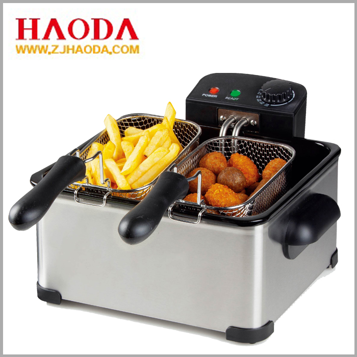 Commercial 4L Household Small Electric Frying Pot, Single and Double Cylinder Screen Frying Machine, French Fries, Constant Temperature Fried Chicken