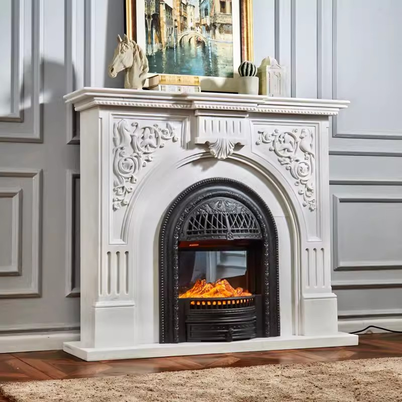 Home Decoration Indoor Hand Carved Beautiful Honed and Polished Marble Fireplace