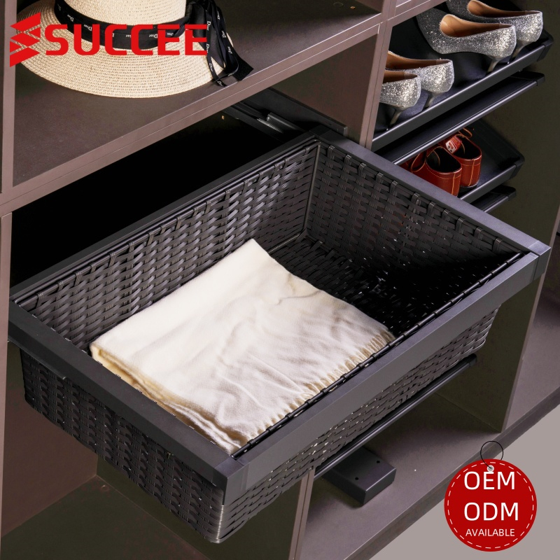 Sliding Pattan Cloth Storage Basket for Wardrobe Organizer