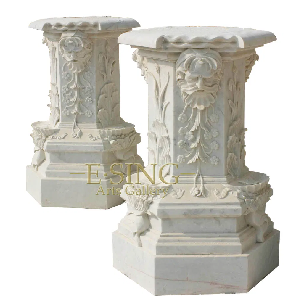 China White Marble Column Pillar Design Marble Pillars and Column for Interior Indoor Marble Column