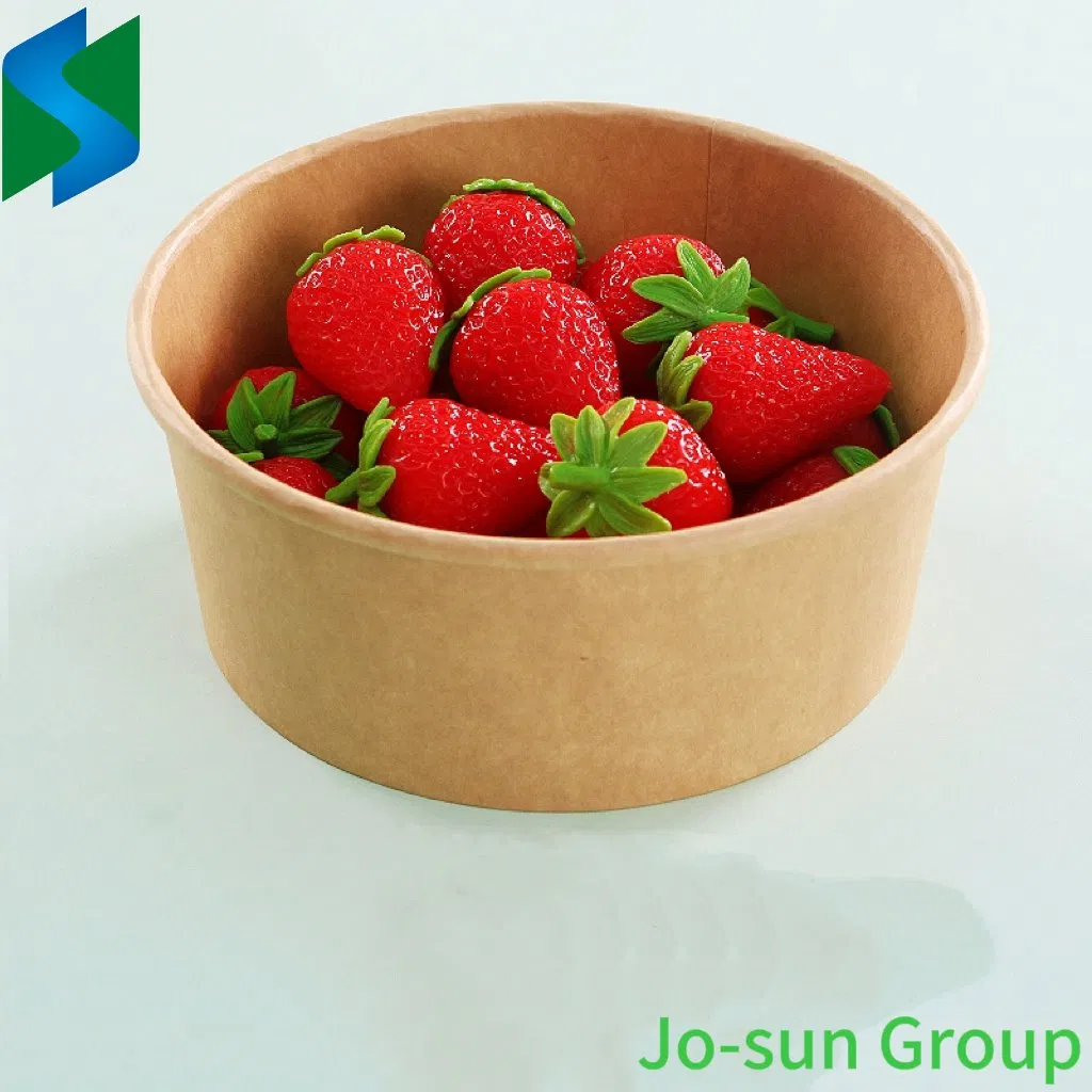 Eco-Friendly Disposable Custom Printing Noodle Rice Hot Food Salad Soup Waterproof and Grease Proof Brown Kraft Paper Soup Bowl