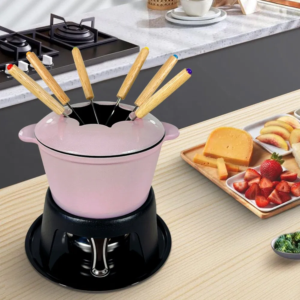 17cm Cast Iron Cheese Fondue Set - Ideal for European Gatherings