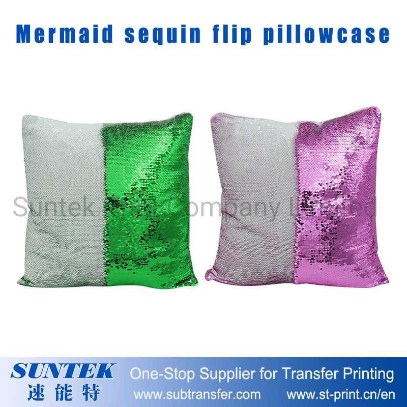 Square Sublimation Sequined Pillowcase White/Pearl White