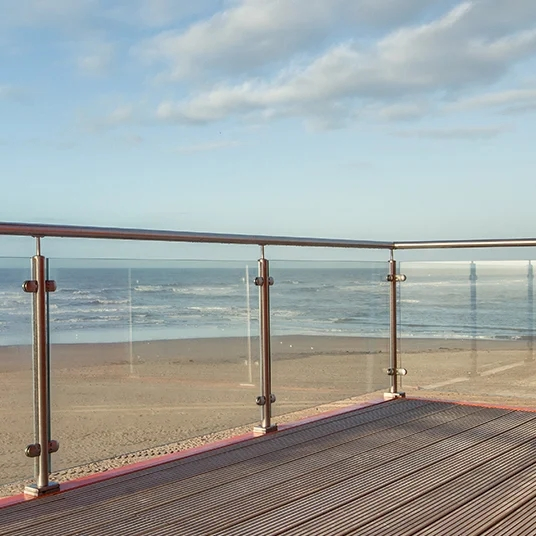 Handrail Balcony Stainless Steel Round Post Glass Railing Systems