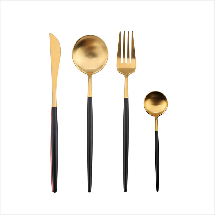 Wholesale Gold Hot Selling Stainless Steel Four-Piece Household Steak Knife Fork and Spoon Cutlery Set