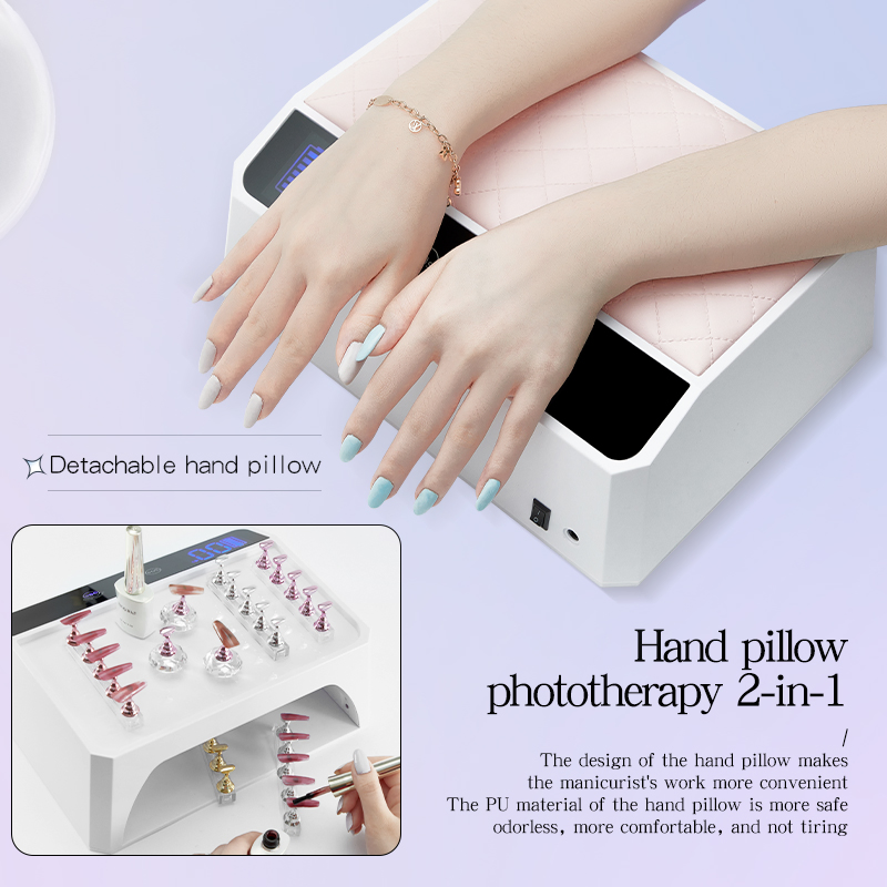 2 in 1 Nail Arm Rest Nail Lamp, 178W Wireless UV LED Nail Dryer Curing Nail Gel Polish Light