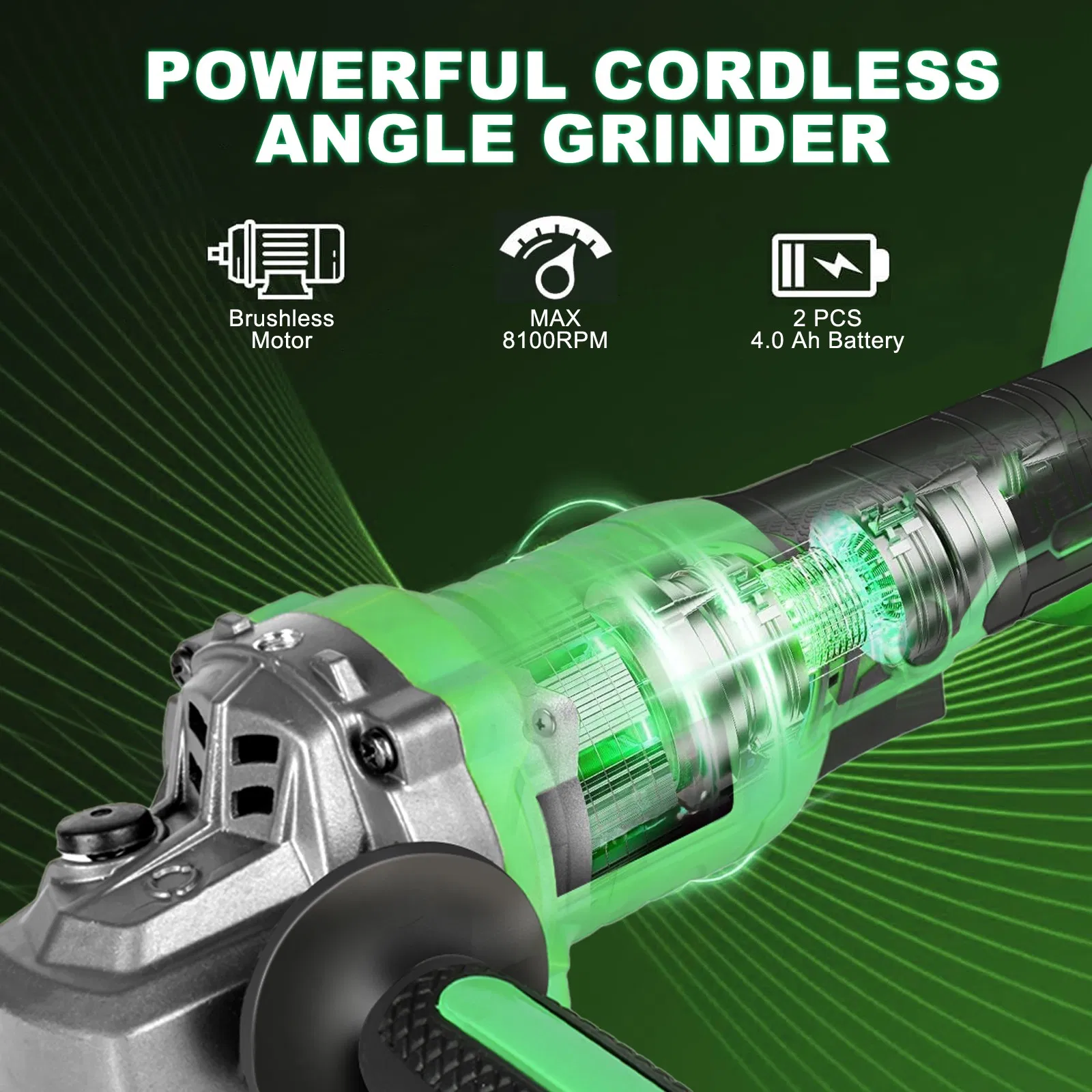 20V Cordless Angle Grinder, with Brushless Motor, Electric Power Tools for Grinding, Support OEM/ODM