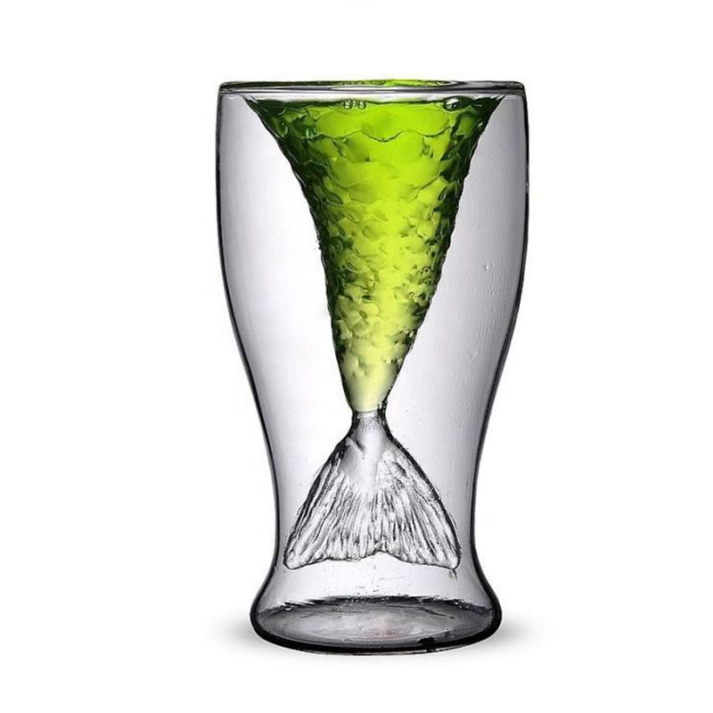 Creative Mermaid Cocktail Glasses Double Wall Glass Wine Cup
