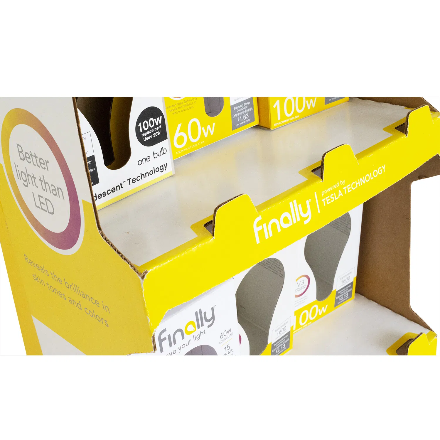 Pop Shelf Ready Design LED Lamp Cardboard Display Stand with Logo 4c Printing