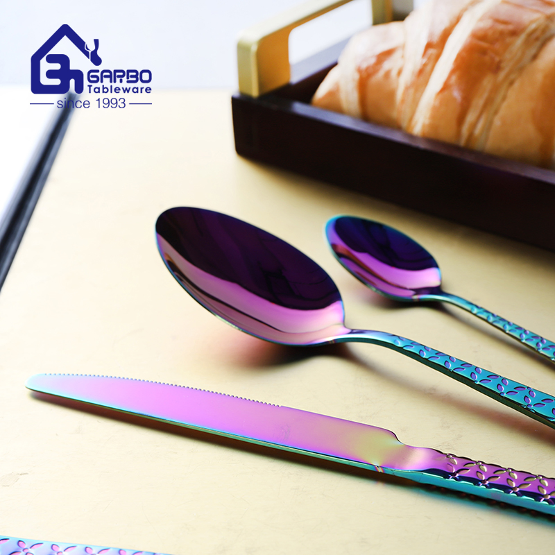Stainless Steel 410/13-0 Flatware Custom Logo Cutlery Set Table Knife Fork Spoon Set