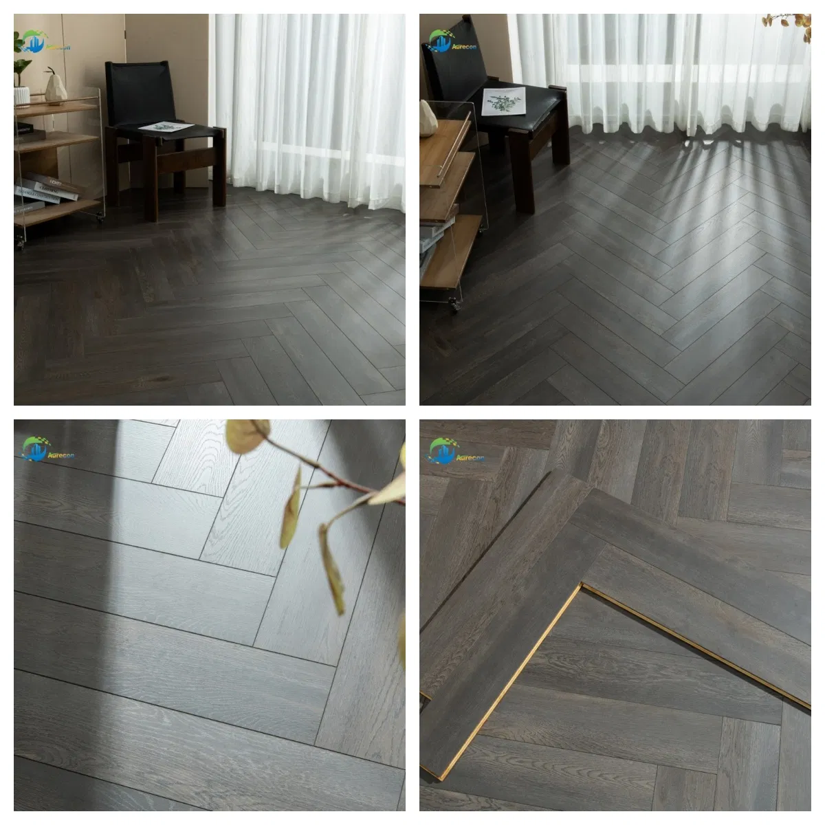 Engineered Wood Flooring Walnut Parquet Antibacterial E0 Grade Specially for Children's Rooms