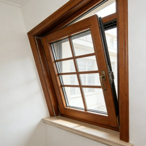 Chinese-Style Antique Solid Wood Composite Windows, Custom Sizes Available