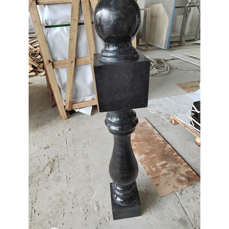 Black Galaxy Granite Natural Stone Column Balustrade & Railing for Terraces Handrail