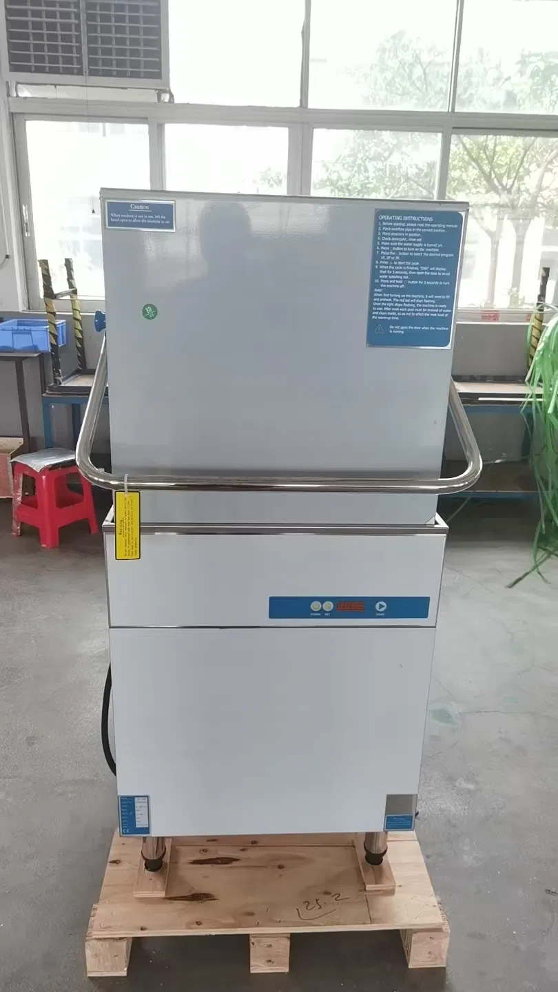 High-Efficiency Stainless Steel Hood Type Double Pumps Commercial Dishwasher Machine for Restaurants